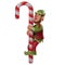 Funny face Elf 3D Illustration climbing a candy stick