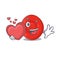 Funny Face erythrocyte cell cartoon character holding a heart