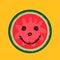 Funny face of half watermelon in cartoon style for web and print. flat vector illustration isolated