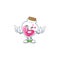 Funny face pink potion cartoon character style with Wink eye