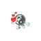 Funny Face yin yang cartoon character holding a heart