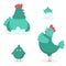 Funny family with hen, rooster and chickens. The graphic illustration is isolated on a white background.