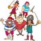 Funny fantasy pirate cartoon charactersb group