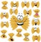 Funny Farfalle Pasta Cartoon Character with Many Facial expressions - Vector
