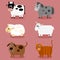 Funny farm animals and pets collection