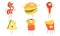 Funny Fast Food Collection Ham Slice, Burger, Chicken Drumstick, Shawarma, Sandwich, French Fries Cartoon Characters