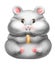 Funny fat cartoon hamster with a grain