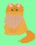 Funny fat fluffy cat , vector illustration , childish picture