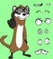 Funny ferret cartoon expressions set collection