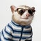 Funny Ferret In Glasses: A Cute And Playful Animal With Stylish Attire