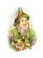 Funny figurine of garden dnome. Watercolor cute character