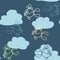 Funny fish and clouds. Seamless background for baby clothes and bedding . Vector