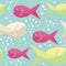 Funny Fish under water Seamless pattern design