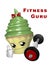 Funny fitness cupcake with dumbbell and ok sign. 