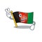 Funny flag afghanistan Scroll cartoon Character with two fingers