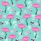 Funny flamingos seamless pattern. Happy Summer decoration.