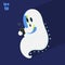 Funny Flat Illustration Modern Ghost in Vector