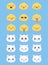 Funny flat style emoji emoticon icon set faces cats facial expression