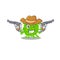 Funny flaviviridae as a cowboy cartoon character holding guns