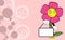 Funny flower cartoon emotion background card