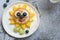 Funny Flower Pancake with berries for kids