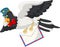 Funny Flying Dove With Mail Cartoon