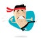 Funny flying karate fighter clipart