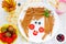 Funny food art idea for healthy baby girl breakfast - cookies st