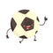 Funny football, soccer ball character with smiling human face