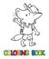Funny fox with backpack. Coloring book