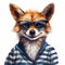 Funny Fox In Sunglasses: Realistic Portrait With Pop Culture References