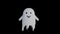 Funny friendly ghost flying on isolated black background, 3d render of halloween cute character.