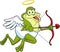Funny Frog Cupid Cartoon Character With Bow And Arrow Flying