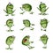 Funny frog in various poses and emotions