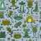 Funny frogs family. Seamless pattern background for your design