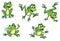 Funny frogs hand drawing humorous inhabitant of swamps and ponds