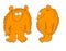 Funny front and profile illustration of a furry, fat and orange character