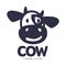 Funny front view cow head logo template