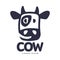 Funny front view cow head logo template