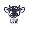 Funny front view cow head logo template