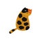 Funny frowning yellow spotted cat sitting. Vector illustration.