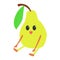 Funny fruit cartoon character. Cute kawaii smilling pear.