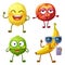 Funny fruit character on white background