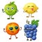 Funny fruit characters isolated on white