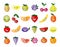 Funny fruit characters smiling