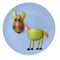 Funny fruit horse compiled on blue plate