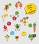 Funny fruit and vegetable face icon vector collection. Cartoon face food emoji.