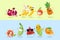 Funny fruit and vegetables - set of vector cartoon characters illustrations