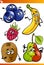 Funny fruits cartoon illustration set