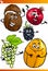 Funny fruits cartoon illustration set